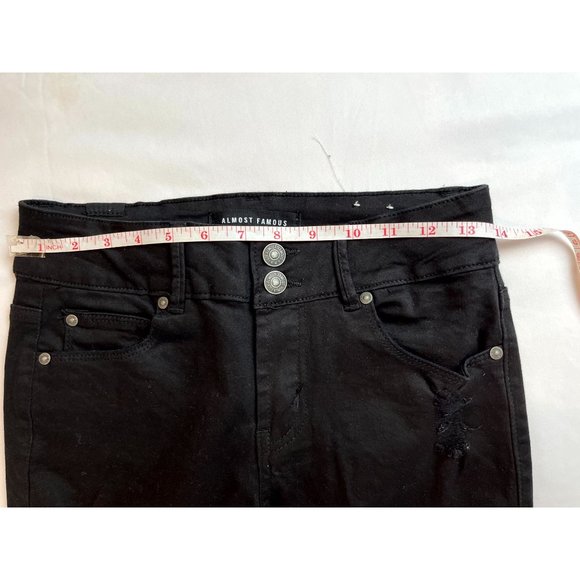 Almost Famous Womens Skinny Jeans Distressed Rupa426x-Gyr Stretch Black Size 5 - Picture 4 of 10